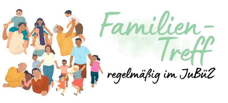 Logo Familientreff: Bilder diverser Familien