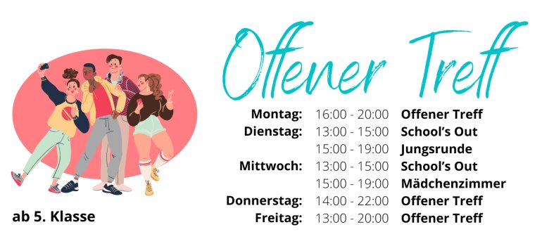 OT Öffnungszeiten Öffnungszeiten des Offenen Jugendtreffs