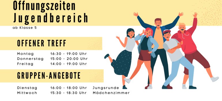 Öffnungszeiten des Jugendtreffs im JuBüZ