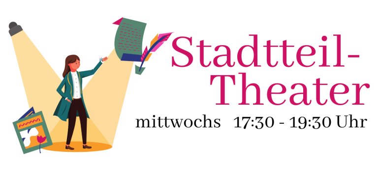 Zeichnung eine Person steht im Schweinwerferlicht hebt den Arm und präsentiert ein Blatt und eine Schreibfeder